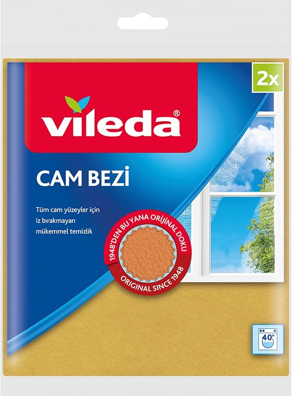 Vileda Cam Bezi, Ekstra Parlaklık, Sarı, 2'li Paket