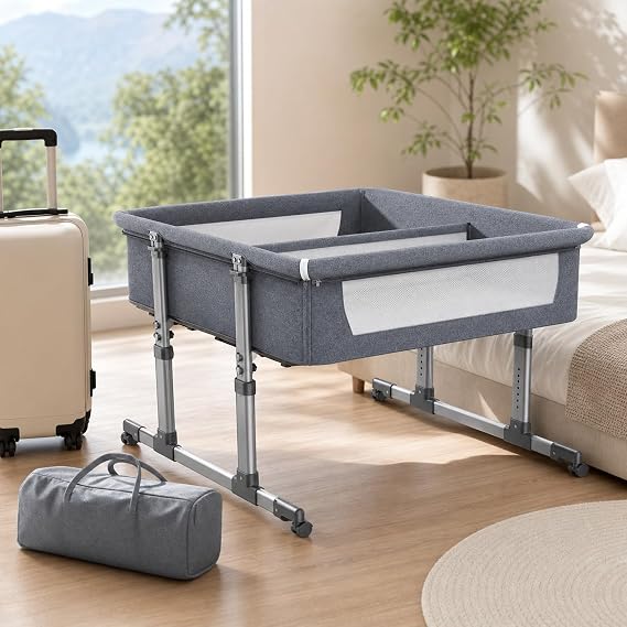 Bed sleeping basket, Twins Baby Bed Twins Bassinet, Darkgray-A