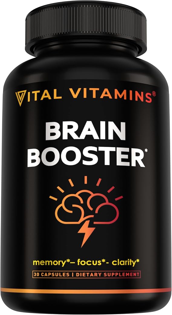 Vital Vitamins Brain Booster Supplements for Memory and Focus, 30 Capsules