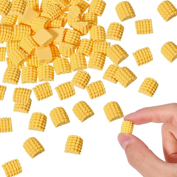 100 Pcs Simulation Corn Mini Resin Fake Corn, 11x11x5.5mm