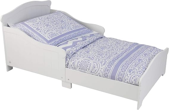 KidKraft Nantucket Wooden Toddler Bed with Wainscoting Detail and High Side Rails - White, Gift for Ages 15 mo+