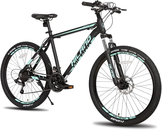 Hiland Mens Womens Mountain Bike,3/6/Multi Spoke 26 inch Wheel,Shimano 21 Speeds, Aluminum Frame,with Disc-Brake Bicycle for Men Women MTB
