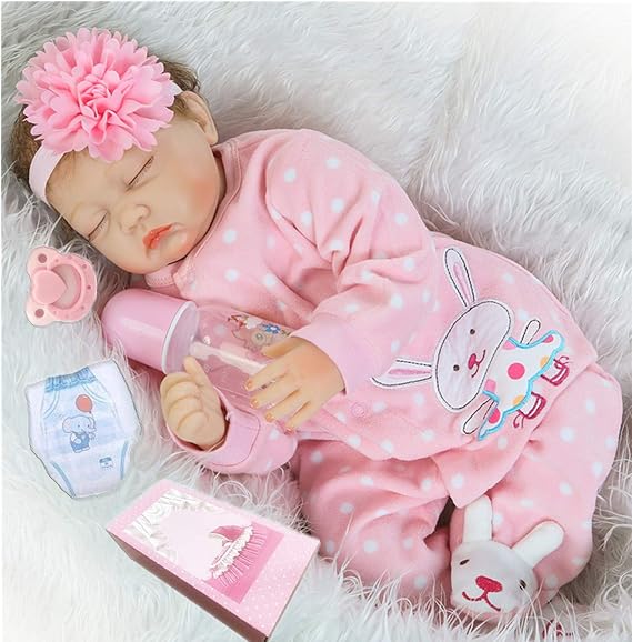 Lifelike Reborn Baby Dolls Girl Sleeping 22" Cute Realistic Soft Silicone Vinyl Dolls Newborn Baby Dolls with Clothes