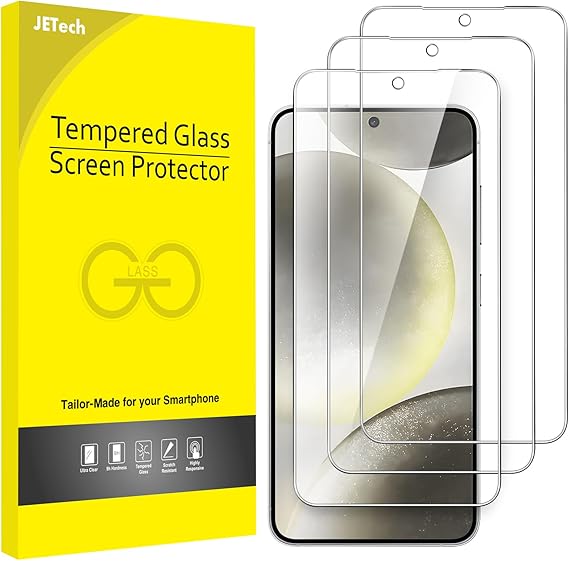 JETech Screen Protector for Samsung Galaxy S24, 3-Pack | HD Clear, Fingerprint ID Compatible, Anti-Scratch Glass