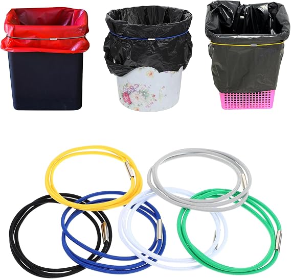 6 Pcs Garbage Can Rubber Bands, Fits 4 to 33 Gallon Trash Bins | Trash Can Rubber Bands for Kitchen Office Tables Picnic Party School to Secure Garbage Bags