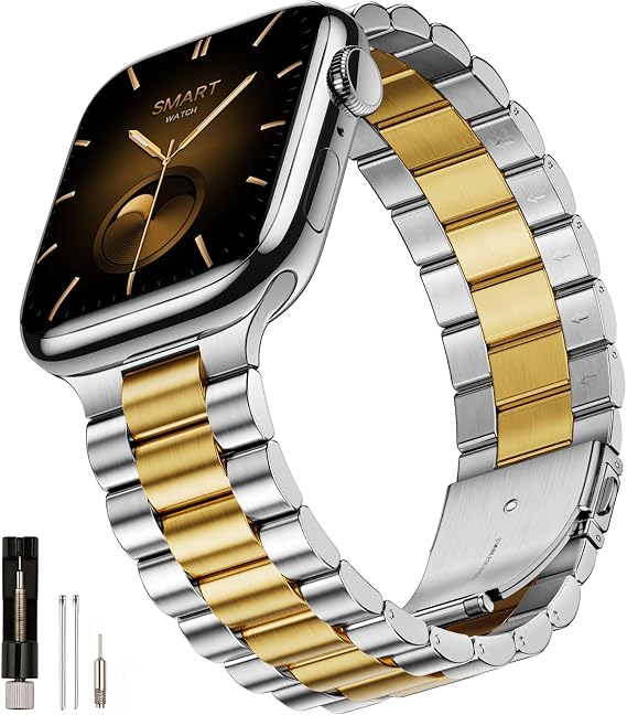 SUNFWR Compatible with Apple Watch Band 44mm 45mm 42mm 46mm 49mm for Men Women, Stainless Steel Metal iWatch Band for Apple Watch Series 11/10/9/8/7/6/5/4/3/2/1/SE/SE2/SE3 Ultra3/2/1 (No case)