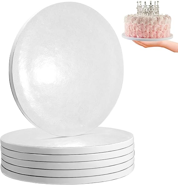CocCCoon 6 Pcs White Cake Board 10 inch cake board 12mm Thick Cake Drum Board Strong Round Cake Board Cake Boards Base Holder Cake Card Plate Baking Supplies Maximum Strength and Versatility(White)