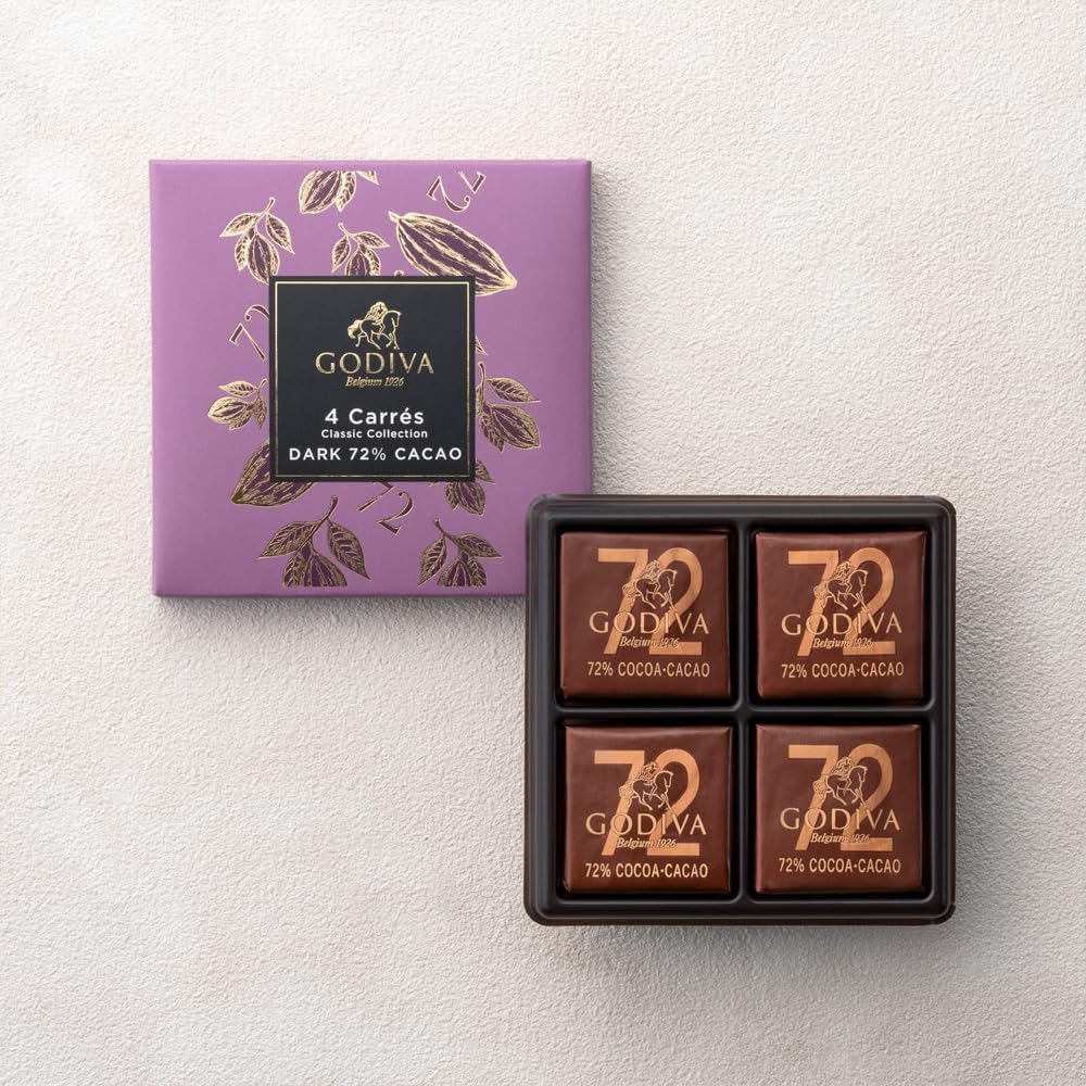GODIVA Curl 72% Dark Pack of 4, High Cocoa Individually Wrapped Chocolate, Assorted