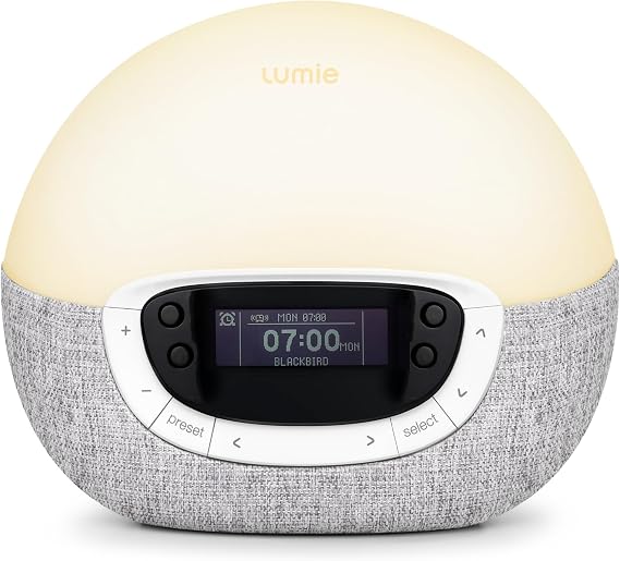 Lumie Bodyclock Shine 300 - Sunrise and Sunset Alarm Clock - Bedside Lamp with Custom Lighting Time - Wake-Up, Night & Reading Light - Warm LED
