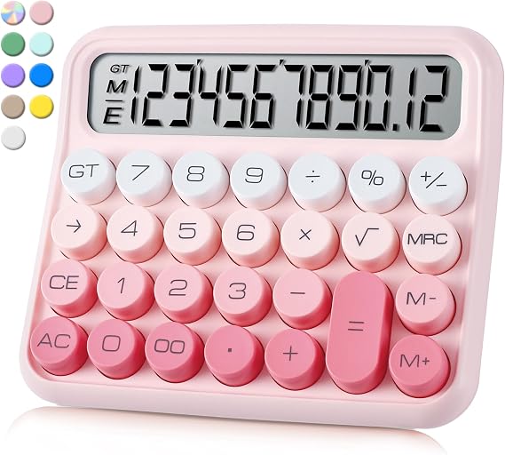 VEWINGL Mechanical Keyboard Calculator, 12 Digit LCD, Big Buttons
