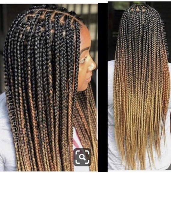 Braided wig.Box braid. Colors Ombre. (1&27) lBlack & Gold. 22inches long.