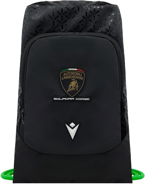 Macron Automobili Lamborghini Squadra Corse Team Drawstring Pull Bag (Black and Green)