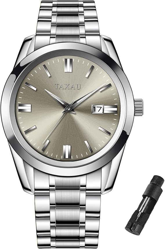 Taxau Armbanduhr Herren Chronograph Analogue Quartz Uhr Herren Edelstahl Wasserdicht Leuchtende Klassische Luxus Business Herrenuhren Geschenke für Männer