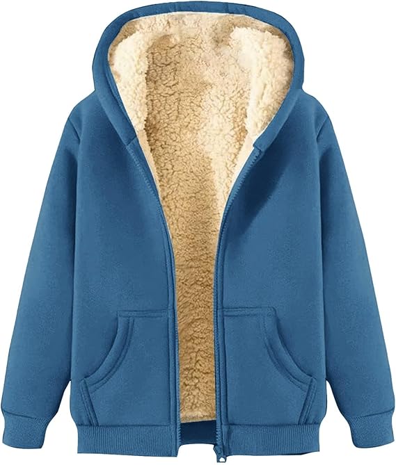 Plus Size Winter Coats for Women,Warm Cozy Fleece Lined Zip Up Jackets,2025 Cold Weather Outerwear with Pocket XS-XL