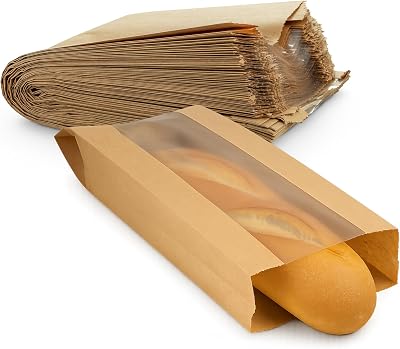 MT Products Kraft Bread Bags 6.5 x 2 x 18 - Disposable Paper Bags Pack of 50 - Made in the USA