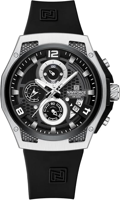 NAVIFORCE Mens Watches New Silicone Strap Quartz Calendar Male Waterproof Fashion Sport Wristwatches Blue Design Sense Clock