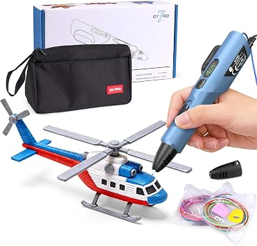 3D Printing Pen Kit, 3D Printer Pen with Adjustable Temperature,Stepless Speed, PLA/ABS Compatible 3D Drawing LCD Display, for Creative Art, DIY Projects,Blue