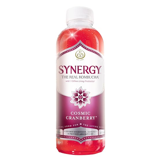 SYNERGY The Real Kombucha - Cosmic Cranberry - 16 fl oz Bottle - Raw Probiotic Drink for Gut Health and Immune Support