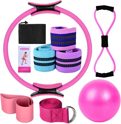 Yoga Sets for Women Home Equipment Pilates Magic Ring Booty Bands for Working Out Glutes Yoga Ball 25cm Figure 8 Resistance Band Yoga Bands for Stretching