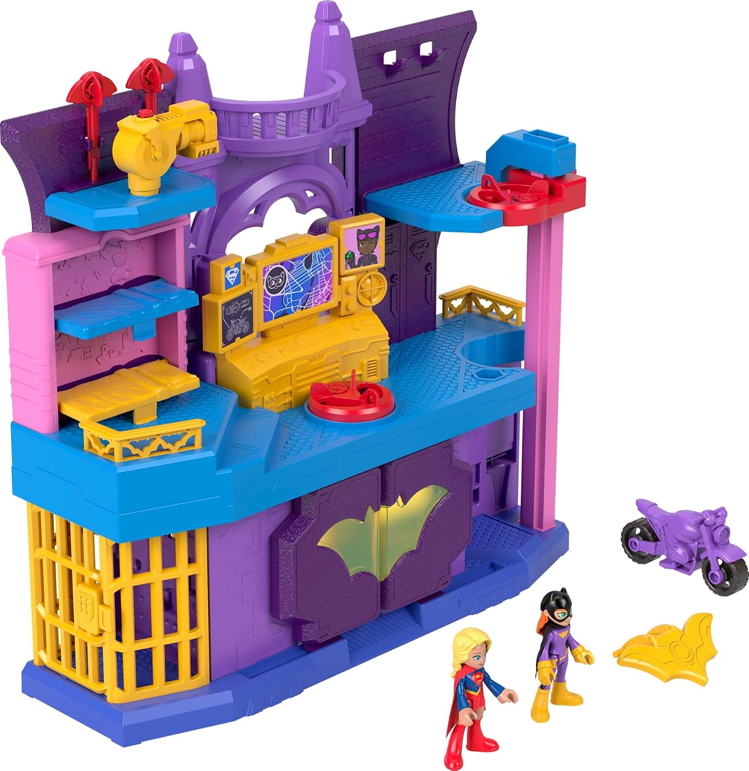 Fisher-Price Imaginext DC Super Friends Preschool Toy Batgirl Hero Hideout Playset with 2 Figures & 5 Accessories for Kids Ages 3 Years