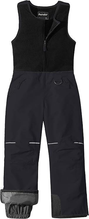 Pursky Kid's Snow Pants Girl's Winter Ski Bibs Insulated Waterproof Snowpants Fleece Snowboarding Overalls Snowbibs