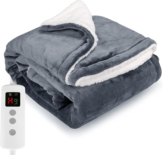 Heated Blanket Electric Throw 160x130CM, Dark Grey, Heating Blanket