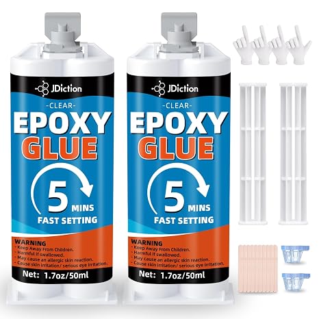 JDiciton 5 Minute Epoxy Glue 3.4oz, Clear 2 Part Adhesive Glue for Repair