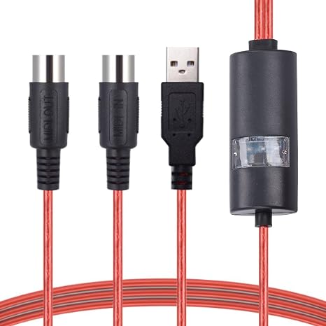 Tangxi USB to MIDI Cable 5FT, Double 5 Pin Round Connectors MIDI Interface Adapter, Professional MIDI to USB in Out Cable Adapter Converter for Music Keyboard Piano to PC Laptop