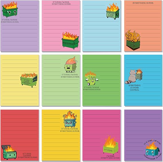 12 Pcs Funny Sticky Notes for Work, 4x3 Inches