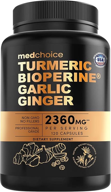 4-in-1 Turmeric Joint Support Supplements with Garlic and BioPerine - 2360 mg High Potency Herbal Blend for Mobility, Everyday Flexibility, Digestive Comfort, and Active Aging Support (120ct)