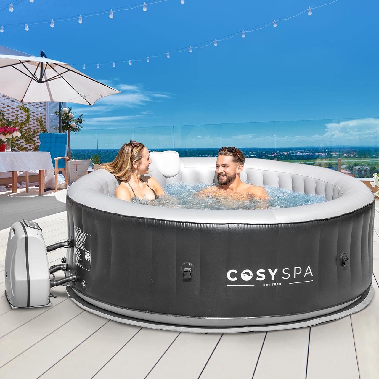 COSYSPA Inflatable Hot Tub Spa [2022 Model] - Outdoor Bubble Hot Tub | 2-6 Person Capacity – Quick Heating Hot Tub | Inflatable Hot Tub | Outdoor Inflatable Hot Tub Spa Hot Tub Only - 6 Person