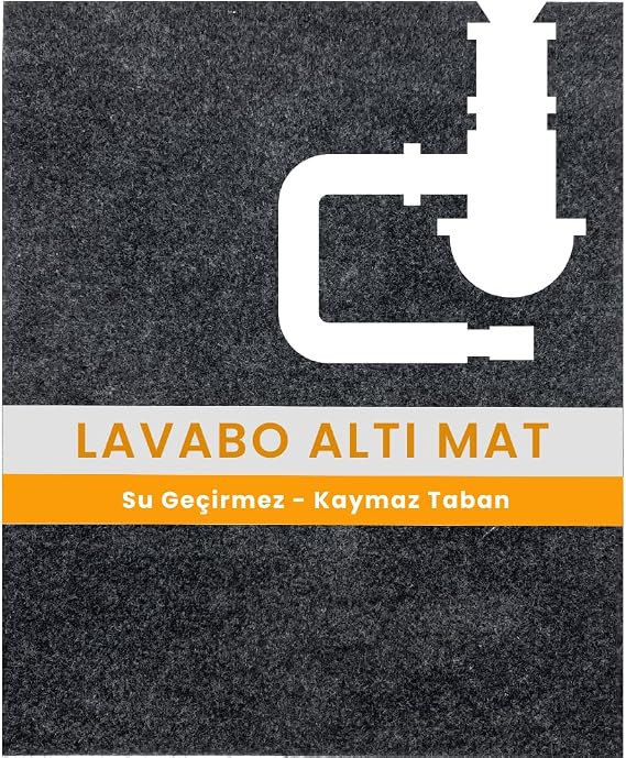 BEYLİNİ Lavabo Altı Matı Sıvı Geçirmez Kaymaz Taban Evye Dolap Paspası 60x76 cm