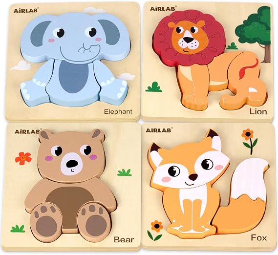 Wooden Puzzles for 2 3 Year Old Boys Girls Birthday Gift, Animals