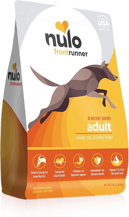 Nulo Frontrunner All Breed Adult Dry Dog Food, Premium All Natural Dog Kibble, Made with Ancient Grains Promote Fullness with Healthy Digestive Aid