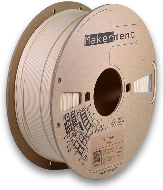 PLA Maker (Fildişi), 1.75mm 1kg 3D Yazıcı PLA Filamenti | RAL 1015, tutarlı renk ve karekodla doğrulanan çap garantisi