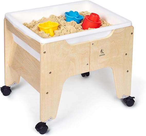 Kids Water & Sand Sensory Table, Indoor and Outdoor Play Table with Casters | Transparent Overlay for Doodling & Water Toys Adhesion For Classroom and Backyard