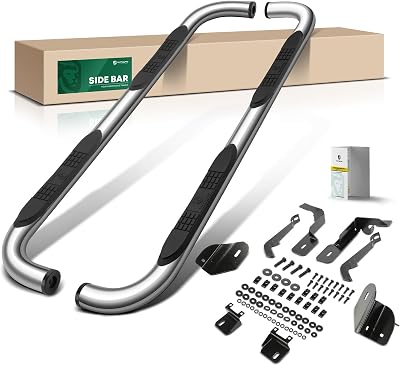 YHTAUTO 3 Inch Running Boards Side Steps Compatible with Chevy & GMC Models - Colorado, Canyon 15-26, Crew Cab, Round Stainless Steel Polished Chrome, Truck Cab Side Step Rails Off-Road Accessories
