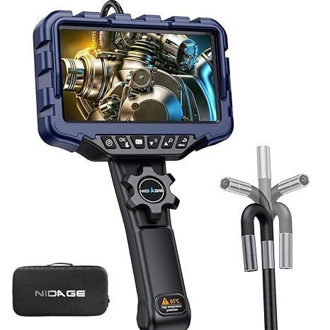 7" IPS Borescope, Two-Way Articulating Endoscope Camera with Light