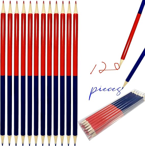 120 Pieces Red and Blue Pencils Erasable Checking Pencils Pre-Sharpened #2 HB for Checking Marking Map Tests Grading