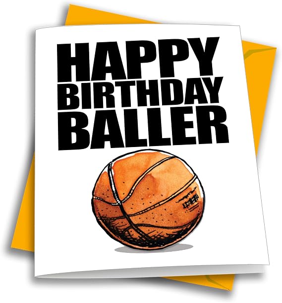 Play Strong BASKETBALL Happy BIRTHDAY Baller 1-Pack (5x7in) Birthday Greeting Cards Awesome for Basketball Players, Coaches, Fans, Cards and Gifts