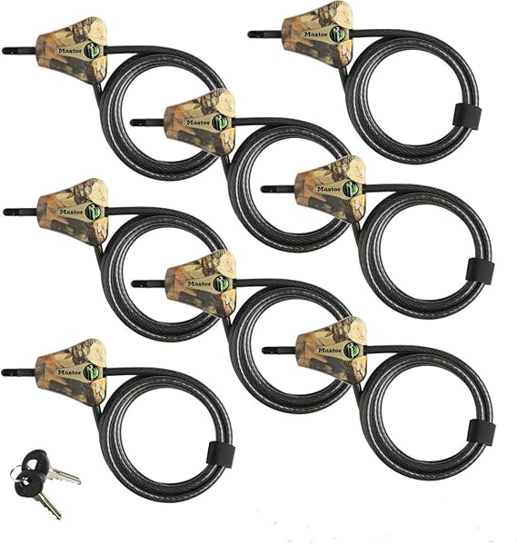 Master Lock Keyed Alike Python Trail Camera Adjustable Camouflage Cable Locks w/16 Keys, 8418KA-8 CAMO 8-Pack