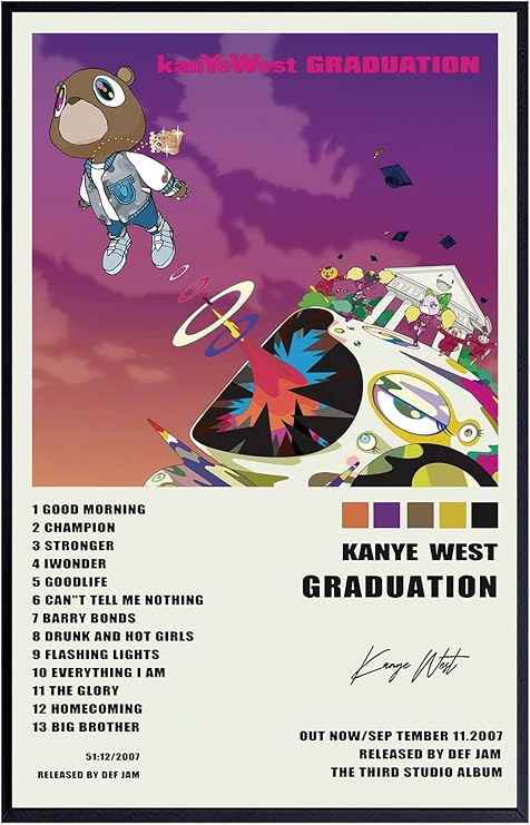 XIHOO Kerry Kanye Graduation Art Poster - Signed Limited Edition Album Cover - Matte Frameless Gift - 11 x 17 inch (28cm x 43cm)
