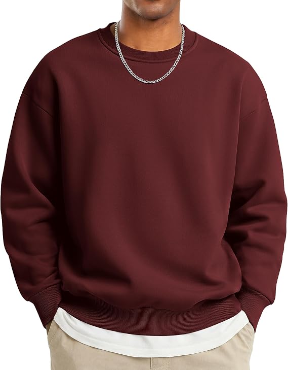 COOFANDY Men's Crewneck Sweatshirts Fleece Pullover Thermal Casual Shirt