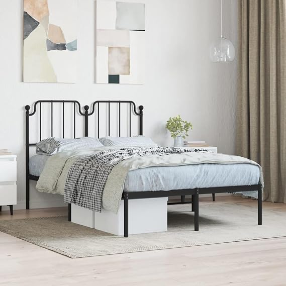 Classic Black Steel Bed Frame with Storage - 207x125x102 cm - Suitable for 120x200 cm Mattress Beds and accessories