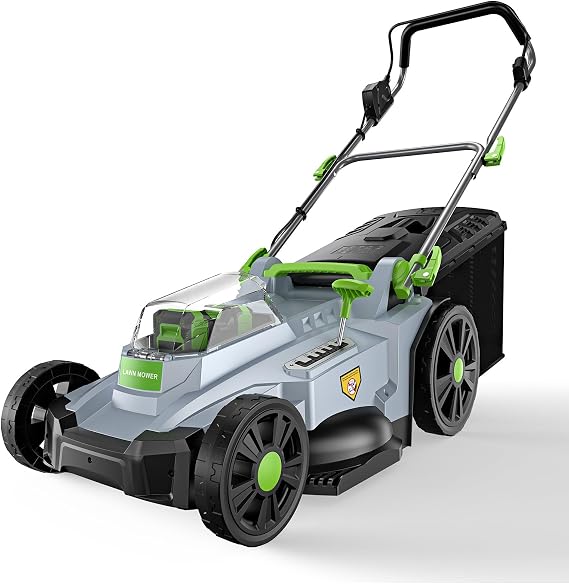 17" Cordless Lawn Mower, 40V Electric Lawnmower for Garden/Patio/Yard/Lawn | 2 x 20V 4.0Ah Battery, 17 inch Cutting Width, 6 Adjustable Height, 50L Grass Bag, Bagging Mode&Mulching Mode