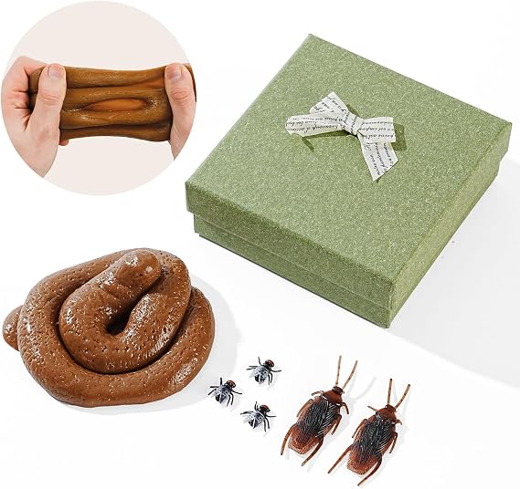 Fake Poop Realistic Dog Poop Fake Turd Gags and Practical Joke Poo Shit +Realistic Plastic Fake Cockroaches+ Flies for Valentine's Day gift list April Fools' Day Prank Party Supplies(Disgusting Shape)