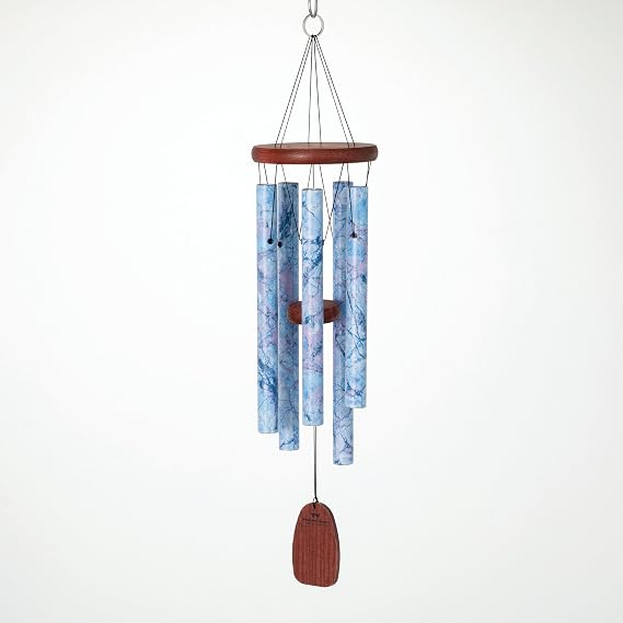 Woodstock Wind Chimes for Outside, Garden, Patio, Porch and Outdoor Decor (24'') Blue Woodstock Decor Wind Chimes Sky Blue, Marble (DEBM)