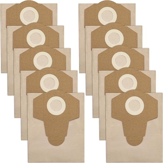 10 Pack 20L Vacuum Dust Collection Bags/Replacement Paper Filter Bags Compatible with Einhell Wet & Dry Vacuum Cleaners BT-VC 1250S / INOX 1250S