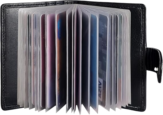 STARHIDE Minimalist Slim Cardholder for Men Women, Small RFID Blocking Credit Card Holder, 24 Card Slots Wallet, Removable Plastic Case, Double Button Closure