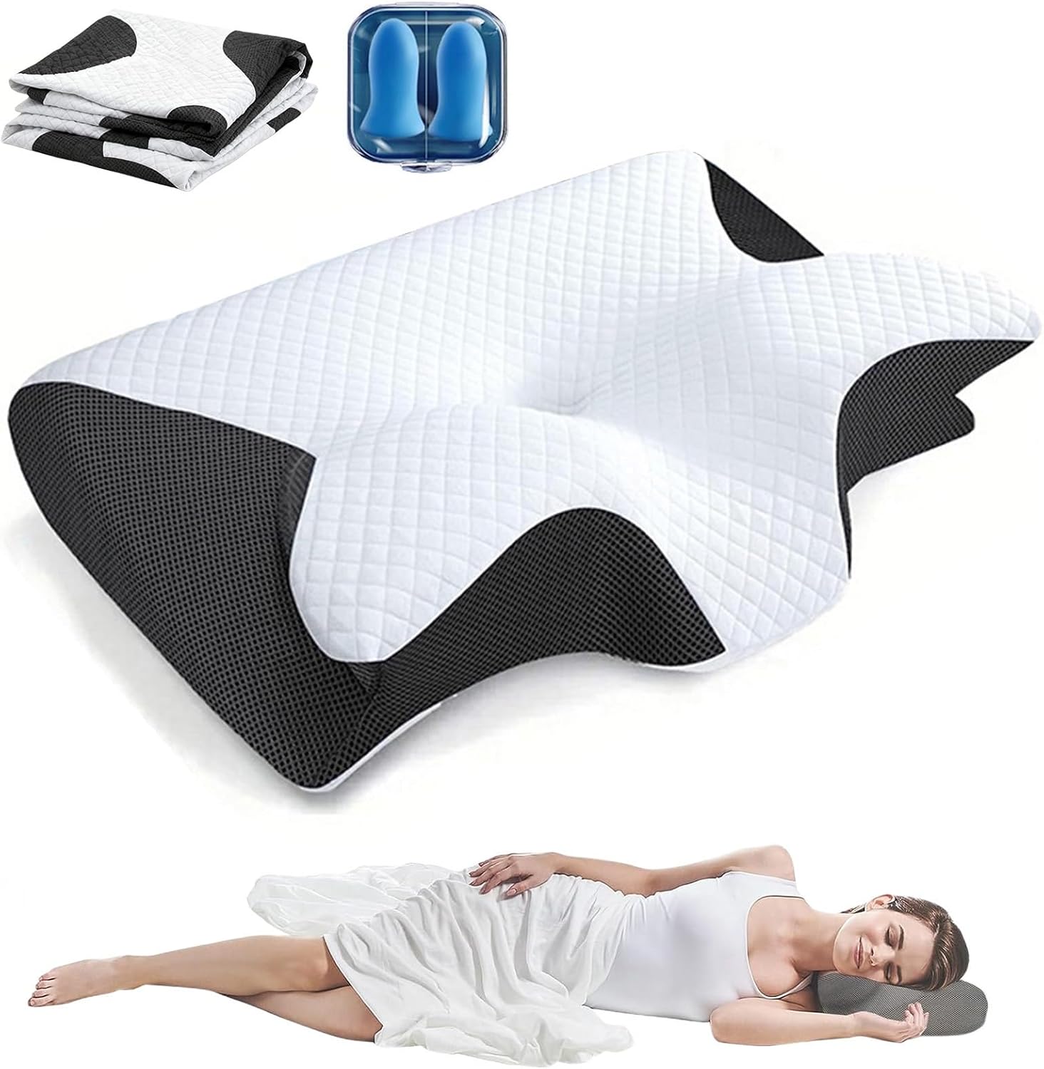 The Original Neck Therapy Pillow Daddy Pillow Daddy Sleeping Pillow Comfort Lunava Ergonomic Pillow for Sides Back and Stomach Sleepers Helps You Sleep Better (Black)